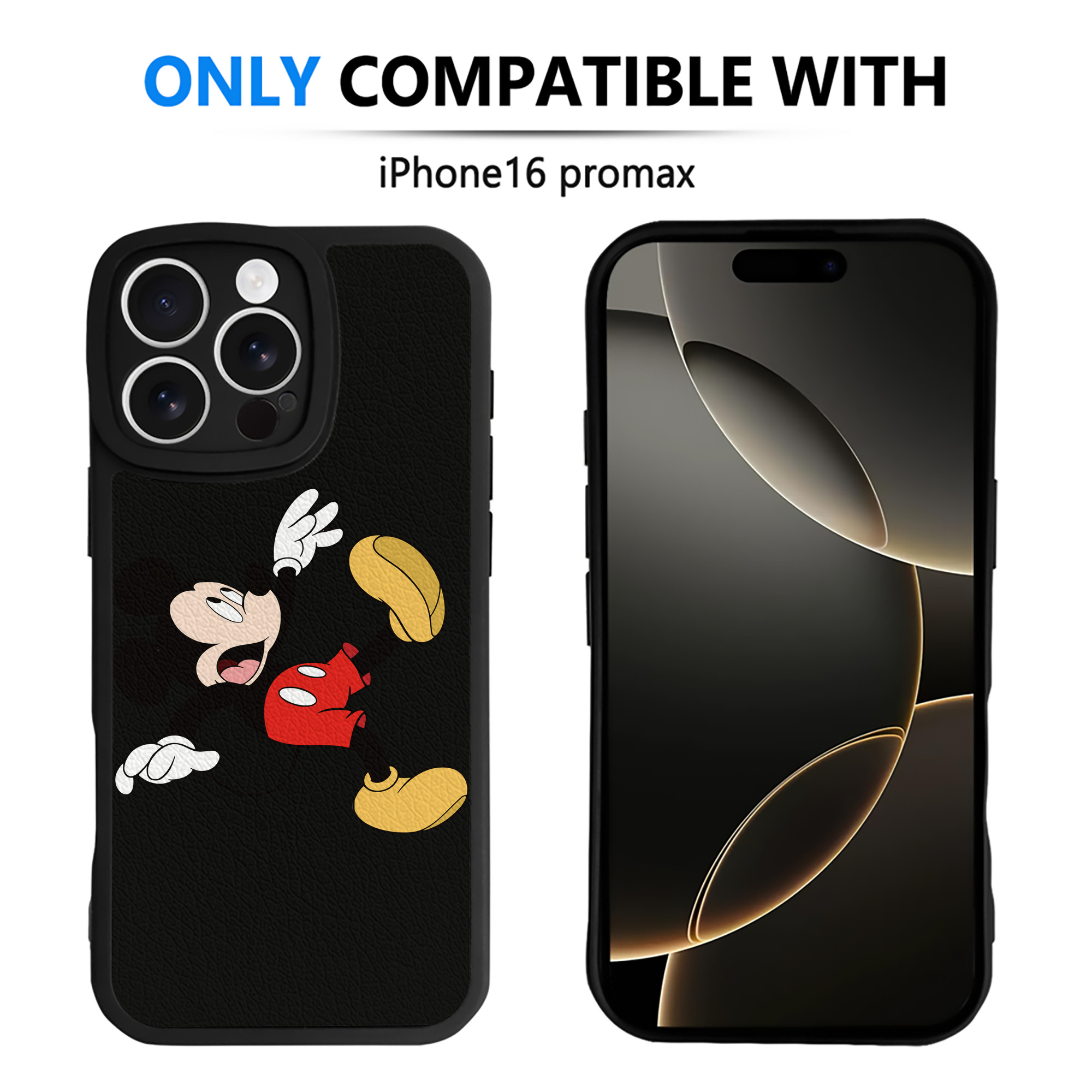 （画像用） ミッキーマウス Mickey Mouse 【iPhone 16シリーズ対応】シリコンスマホケース（レザー調） 材質：シリコン